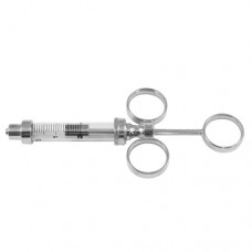 3 Ring Hypodermic Syringe Glass Barrel - With Luer Lock Connection - Moveable Rings Stainless Steel, Capacity 2 ml